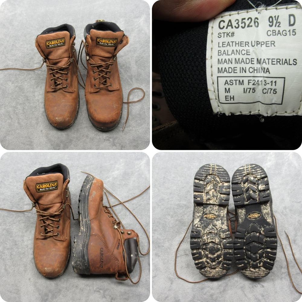 Carolina Work Boots Men 9.5 D Brown Leather Waterproof‎ Steel Toe Logger Work